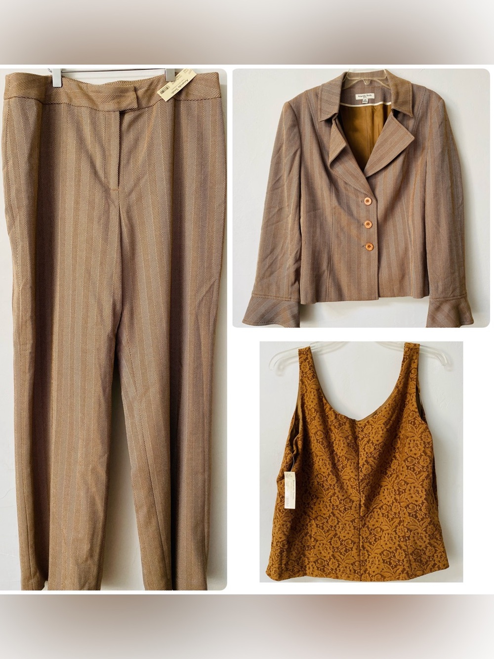 New- Amanda Smith 3pc Pinstripe Pant Suit Size 16